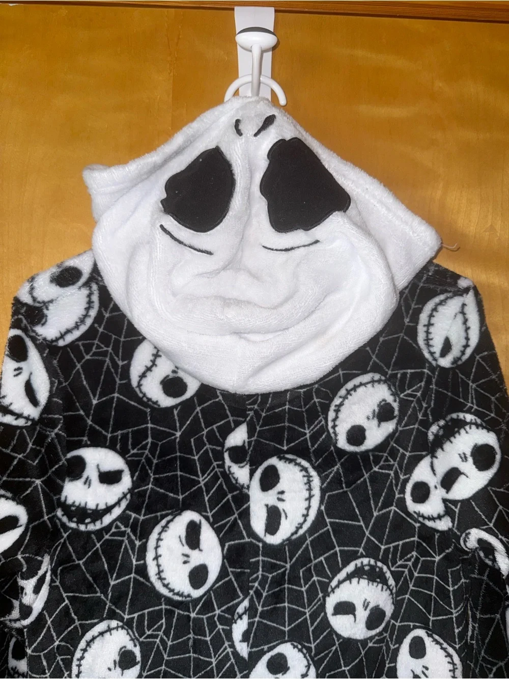 Disney Black & White Jack Skellington Fleece Hooded One-Piece